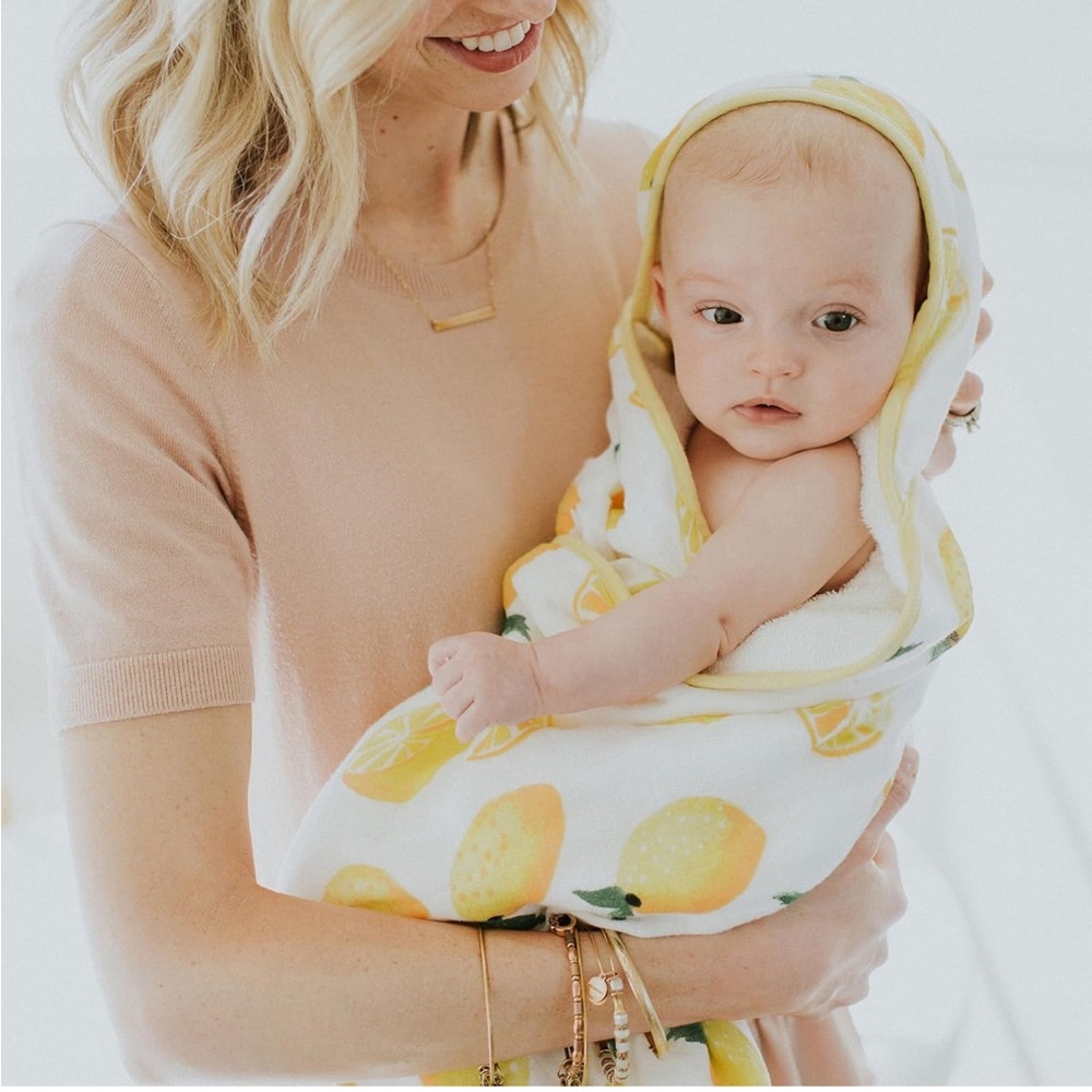Little Unicorn Lemon Print Hooded Baby Towel